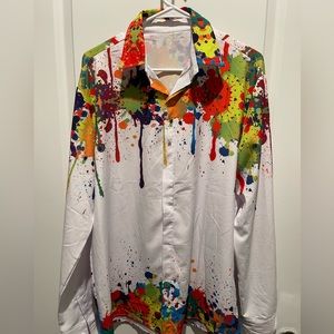 Mens dress shirt with paint drip pattern